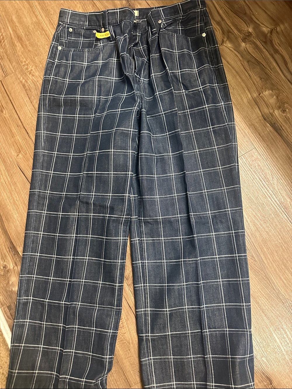 Madewell Black Plaid Wide Leg Pants